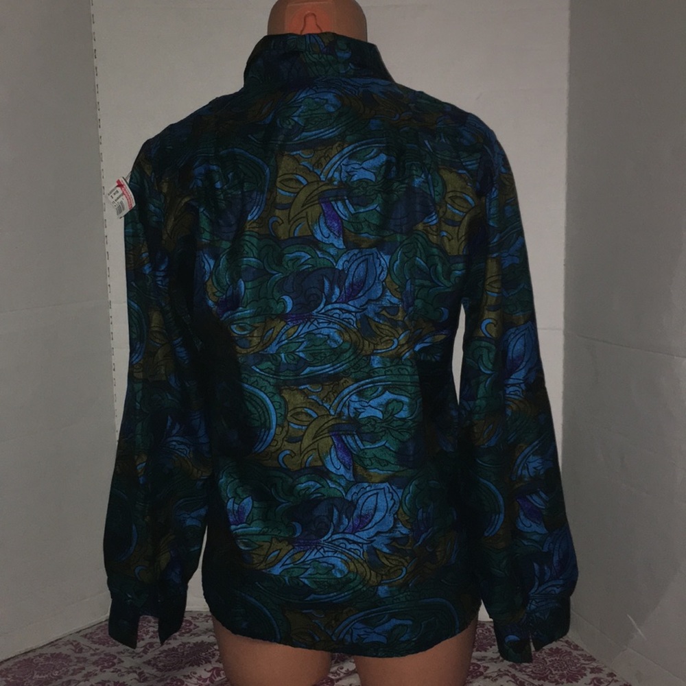 Vintage Silky Abstract Notations Secretary Blouse - Picture 4 of 7